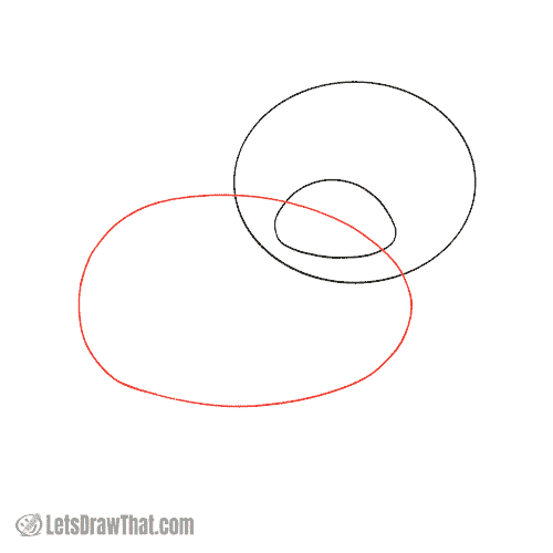 Drawing step: Sketch an oval for the pig’s body