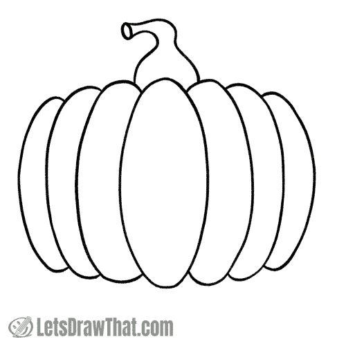How to draw a simple pumpkin: finished outline drawing