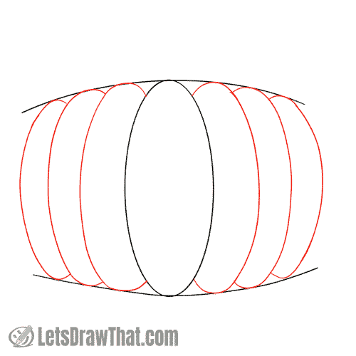 Drawing step: Add all the pumpkin ribs