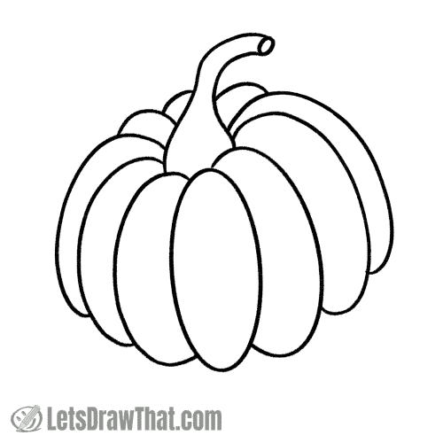 How to draw a pumpkin: finished outline drawing