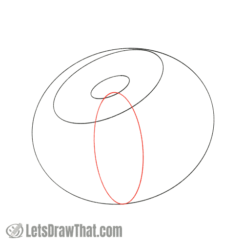 Drawing step: Add the first pumpkin rib