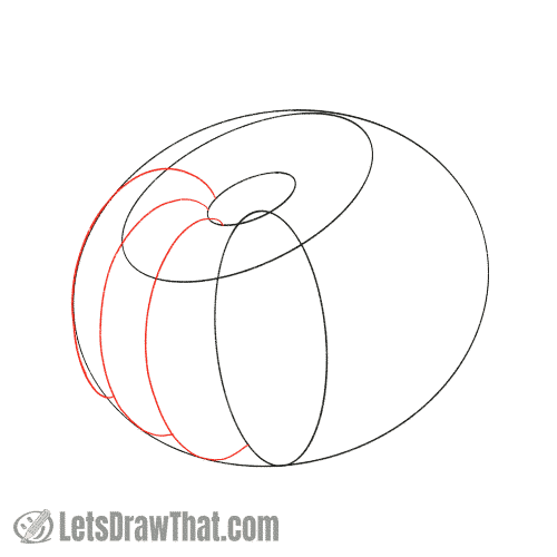 Drawing step: Add more ribs on one side