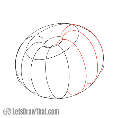 Drawing step: Sketch the remaining front ribs