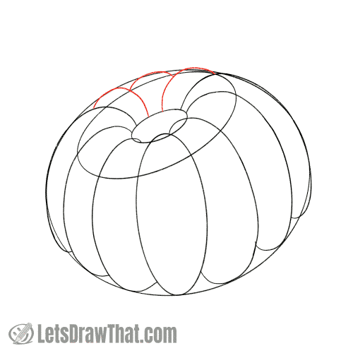 Drawing step: Complete the ribs in the back