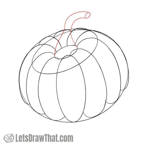 Drawing step: Add the pumpkin stem