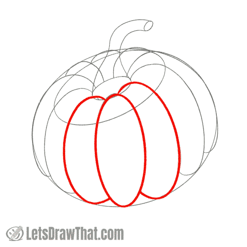 Drawing step: Start outlining the front ribs