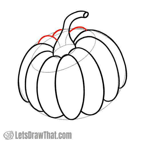 Drawing step: Complete the Pumpkin outline