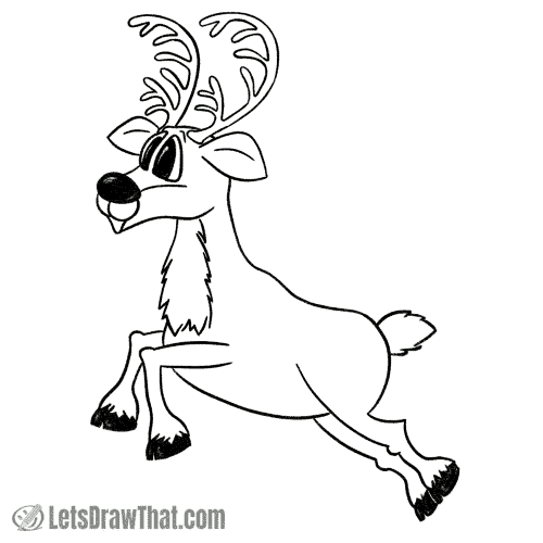 How to draw a reindeer: finished outline drawing