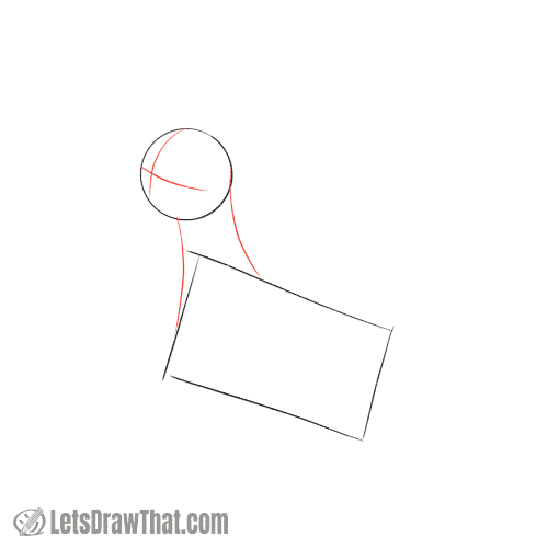 Drawing step: Draw the neckline and face cross