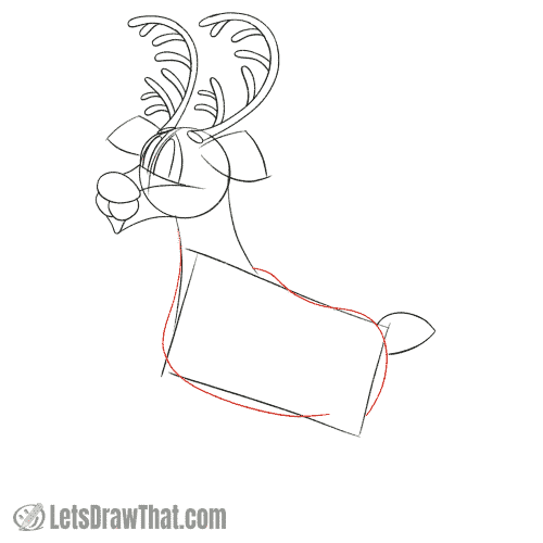 Drawing step: Draw the reindeer's body