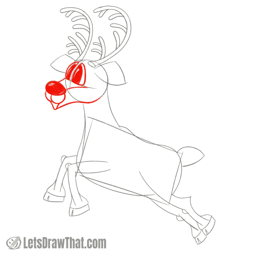 Drawing step: Draw the reindeer's face