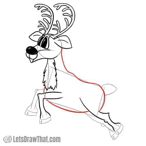 Drawing step: Draw the reindeer's body
