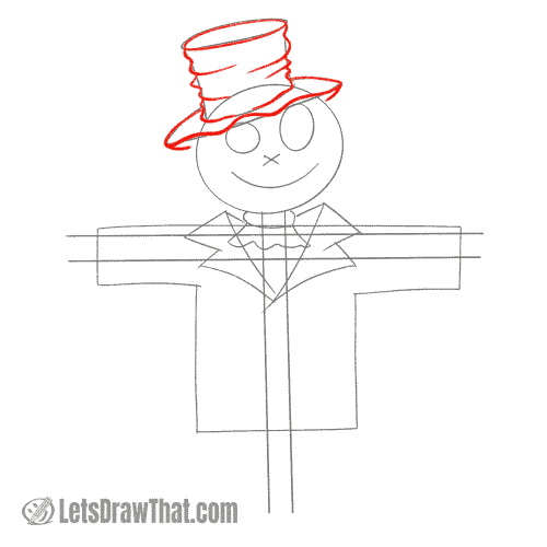 Drawing step: Draw a worn out hat