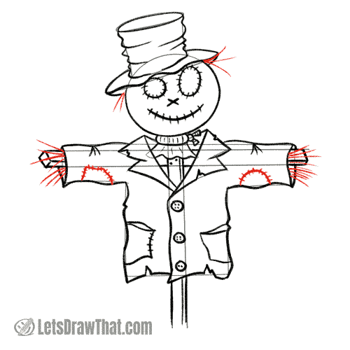 Drawing step: Add some patches and straw