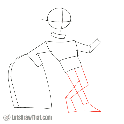 Drawing step: Sketch the legs
