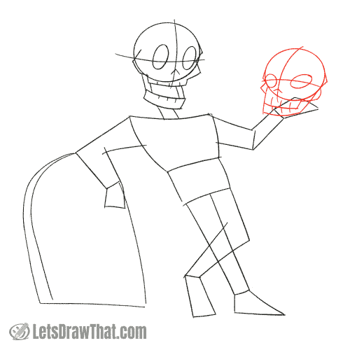 Drawing step: Draw in a skull