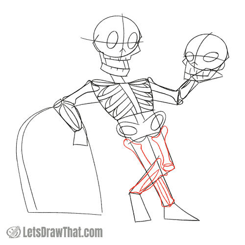 Drawing step: Draw the leg bones