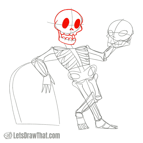 Drawing step: Draw the skeleton's skull