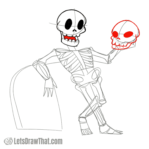 Drawing step: Draw the second skull