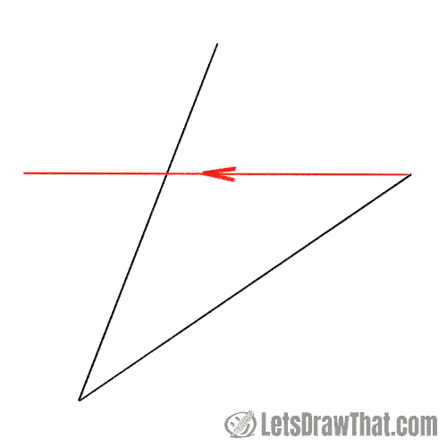 Drawing step: Go from the right straight to the left now