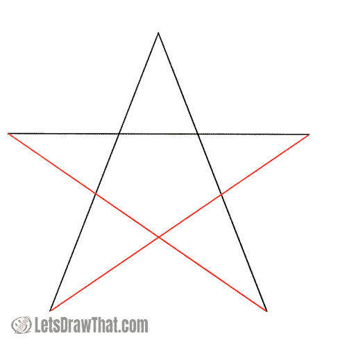 Drawing step: Draw the final two sides of the star