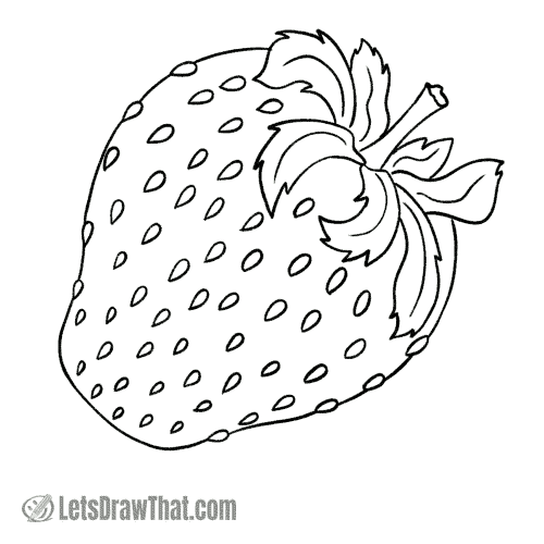 How to draw a strawberry: finished outline drawing