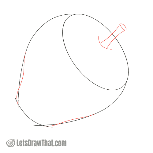 Drawing step: Draw the stalk and improve the strawberry shape