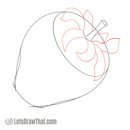 Drawing step: Sketch the leaves around the stalk