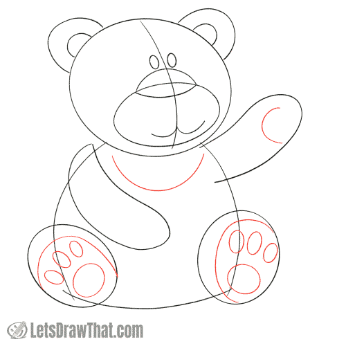 Drawing step: Draw the feet and paws