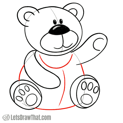 Drawing step: Draw the teddy bear's body