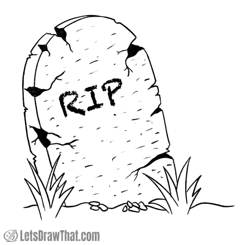 How to draw a tombstone: finished outline drawing