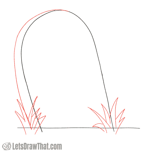 Drawing step: Draw the tombstone side