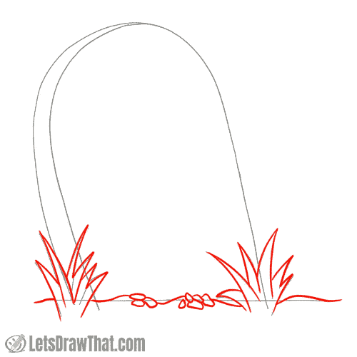 Drawing step: Draw the ground under the tombstone