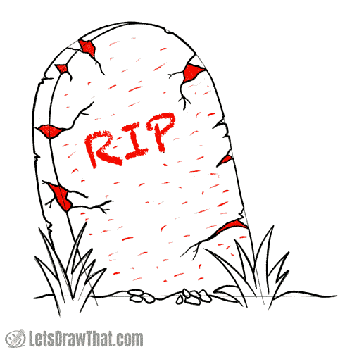 Drawing step: Add the tombstone letterring and texture