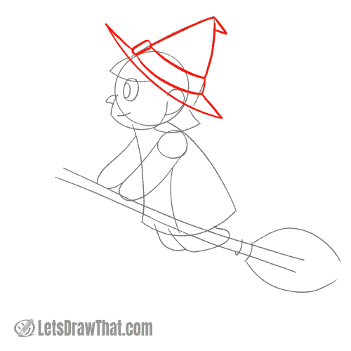 Drawing step: Draw the witch's hat