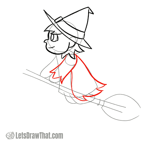 Drawing step: Draw the witch's cape