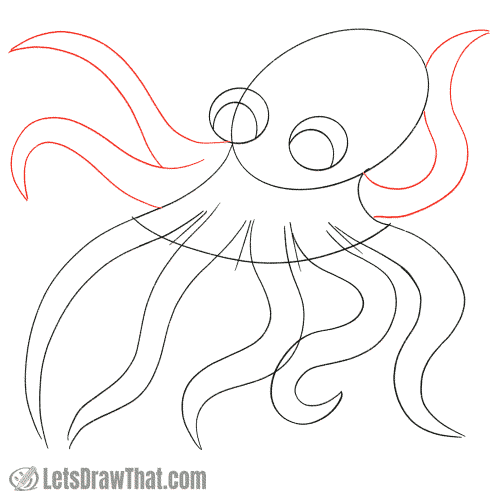 Drawing step: Draw the remaining tentacles
