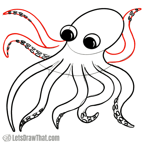 Drawing step: Outline the remaining tentacles