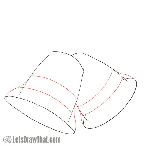 Drawing step: Draw the bell curve and inscription band