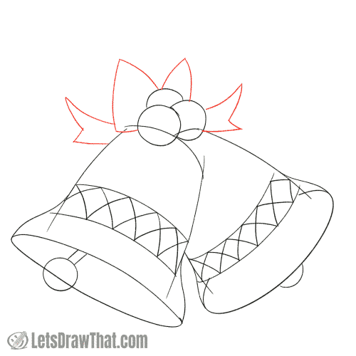 Drawing step: Draw the bow decoration