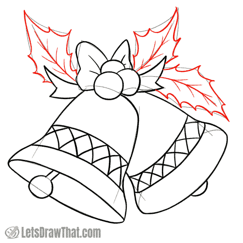 Drawing step: Draw the holly leaves