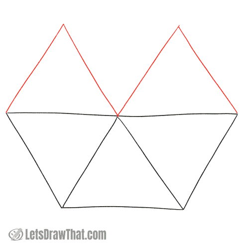 Drawing step: And two more triangles on top