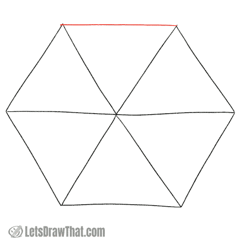 Drawing step: Complete the hexagon