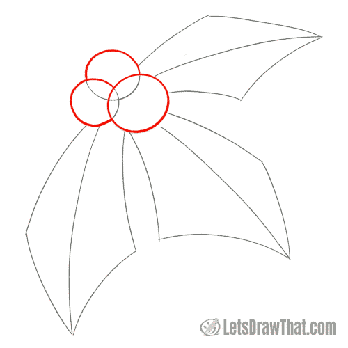 Drawing step: Draw the holly berries