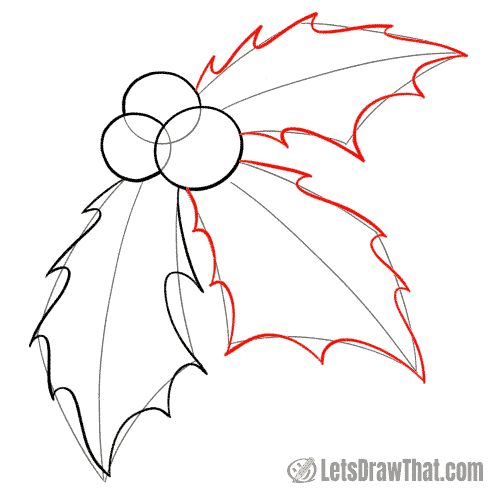 Drawing step: Draw the holly leaves