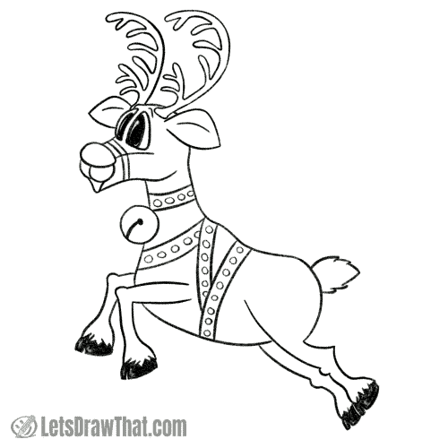 How to draw Rudolph: finished outline drawing