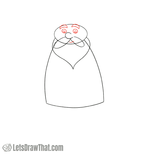 Drawing step: Draw Santa's face