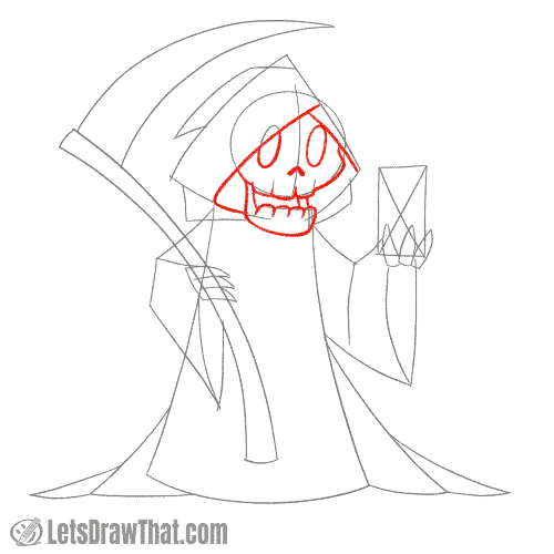 Drawing step: Draw the Grim Reaper's face