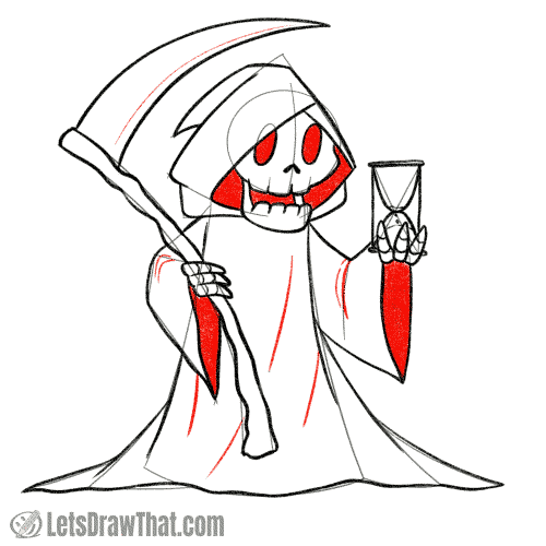 Drawing step: Shade in the inside of the robes and add final details