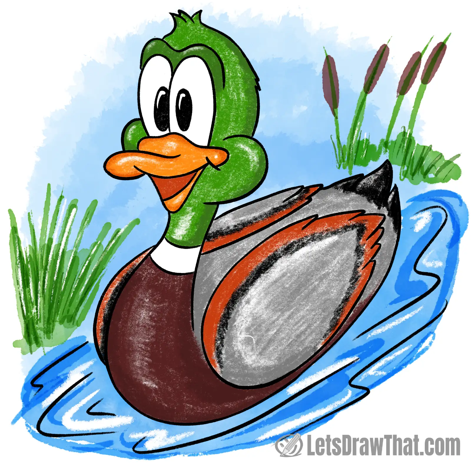 Duck drawing colored in